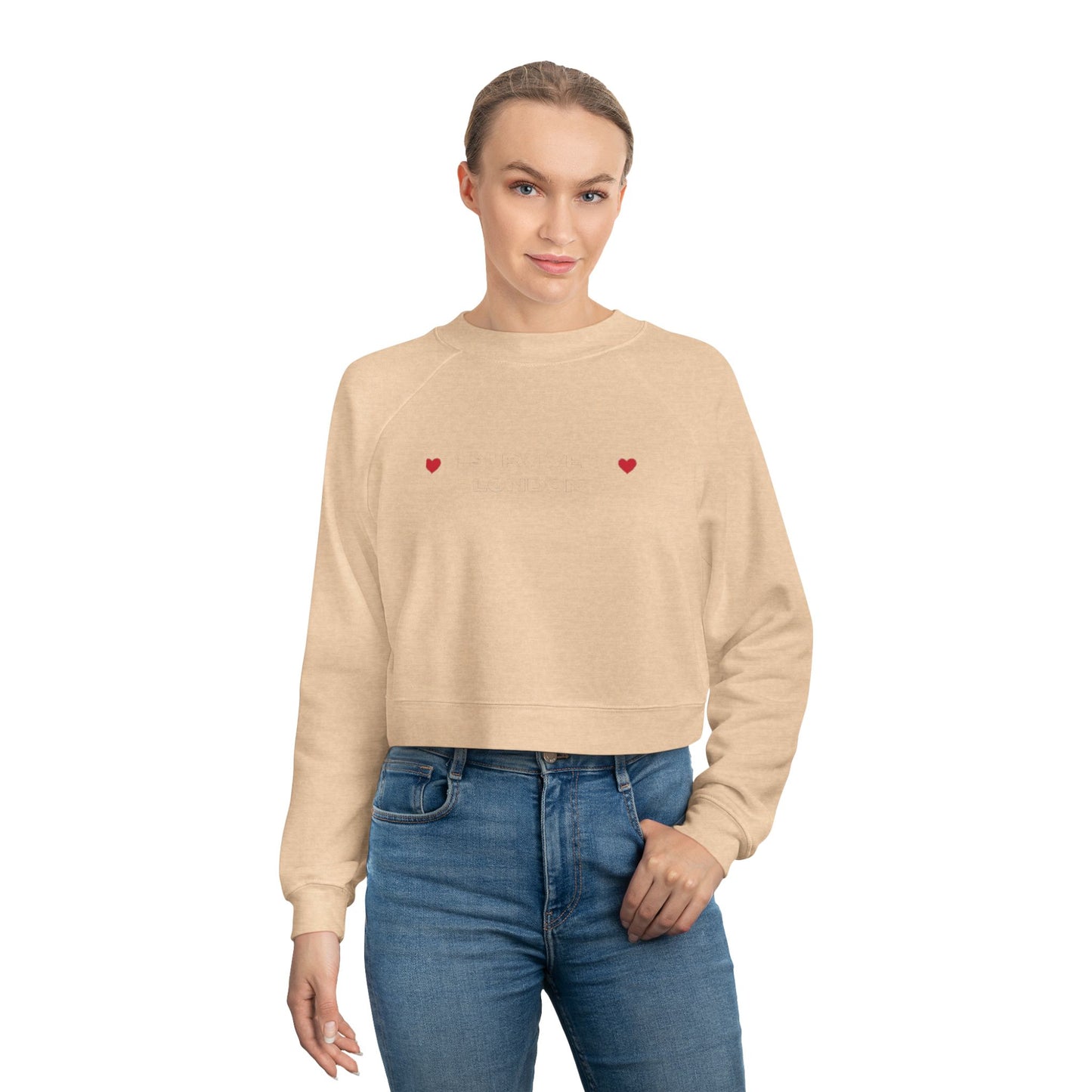 Cute Heart Graphic Women's Cropped Fleece Pullover - Cozy & Stylish Sweatshirt